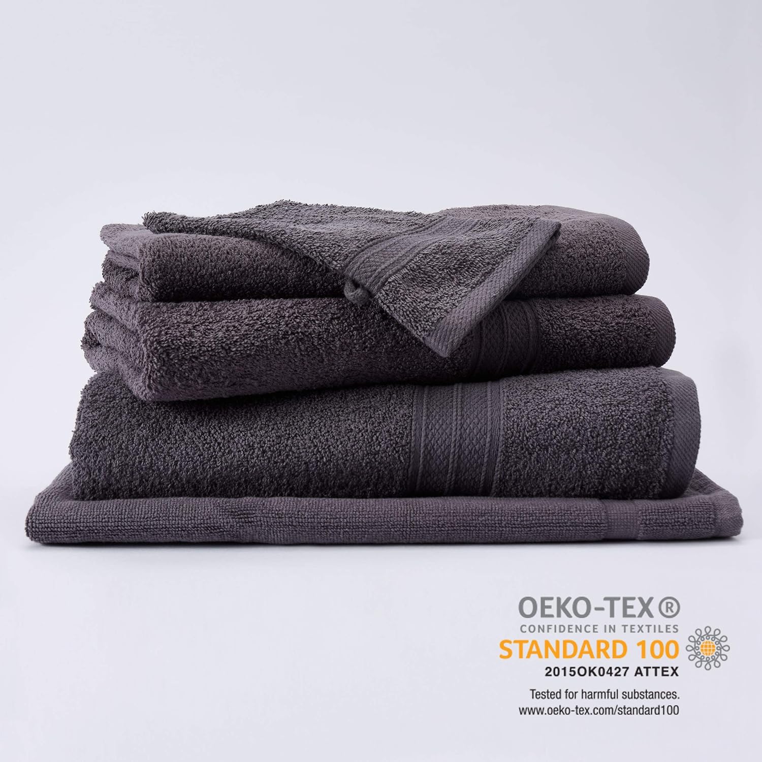 Premium Handtücher 4er-Set - 2 Handtücher 50 x 100 cm + 2 Badetücher 70 x 140 cm - Grau, hochwertige Baumwolle, saugfähig, OEKO-TEX zertifiziert.