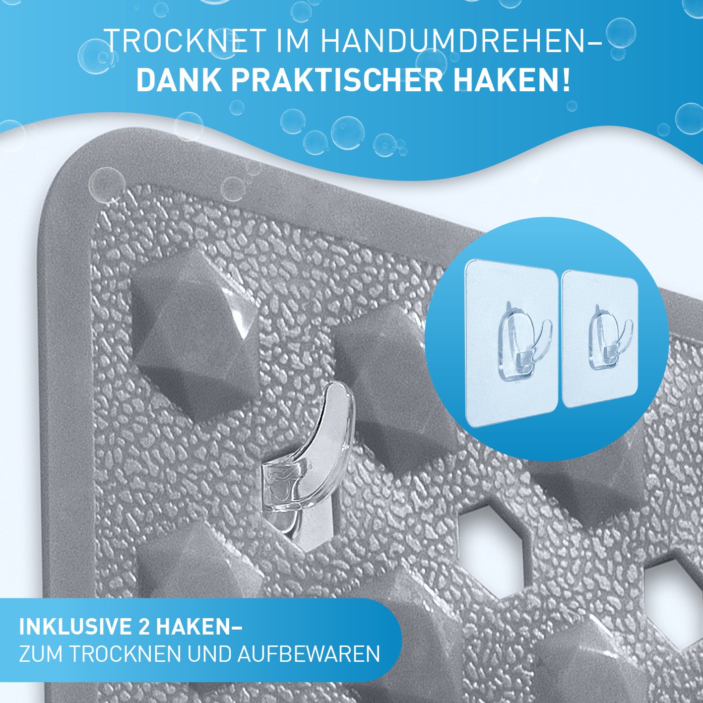 Badewannenmatte 88 x 40 cm – Dunkelgrau