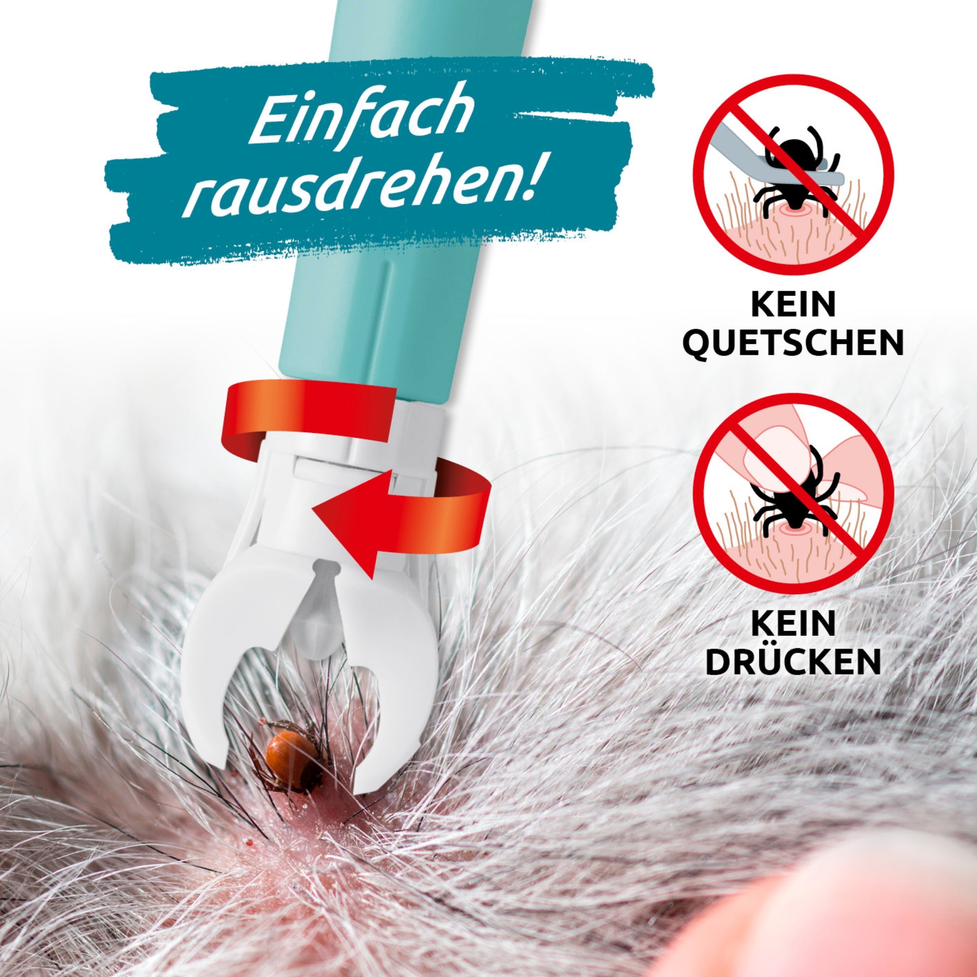 Zeckengreifer für Tiere mit rotierendem Greiferkopf