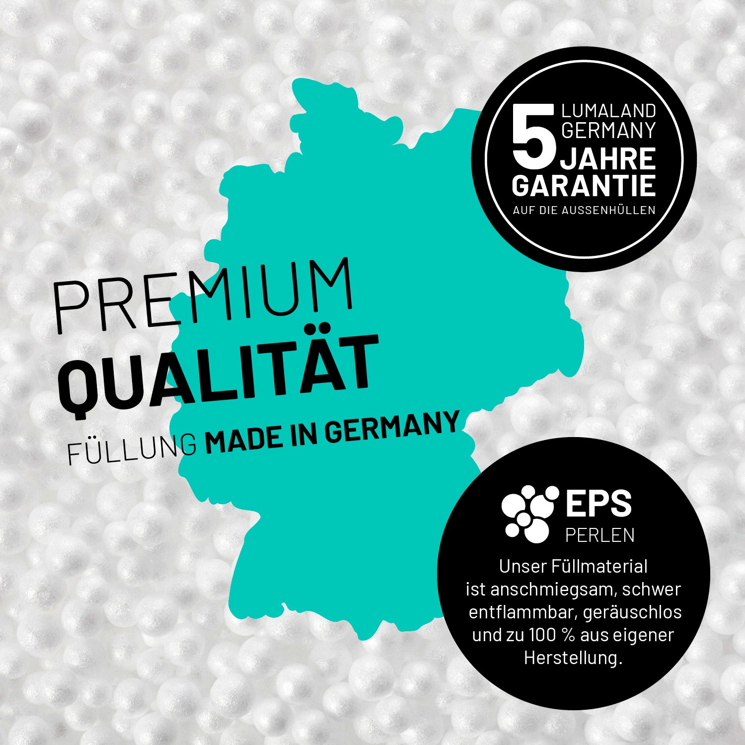 Sitzsack-Sofa Mittelstück (200 L) mit EPS-Perlenfüllung, made in Germany, 5 Jahre Garantie, für indoor & outdoor geeignet, Apfelgrün.