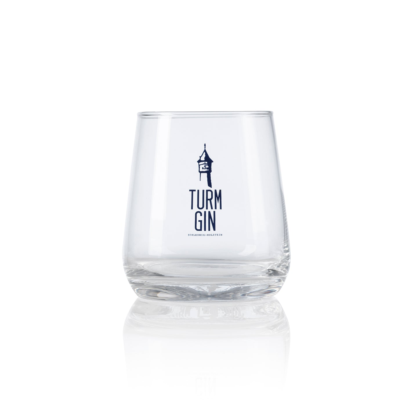 Glas mit Logo und Siegel - je 370 ml - 2er-Set, dekoratives TURM GIN Design, spülmaschinengeeignet, ideal für Gin und Cocktails.