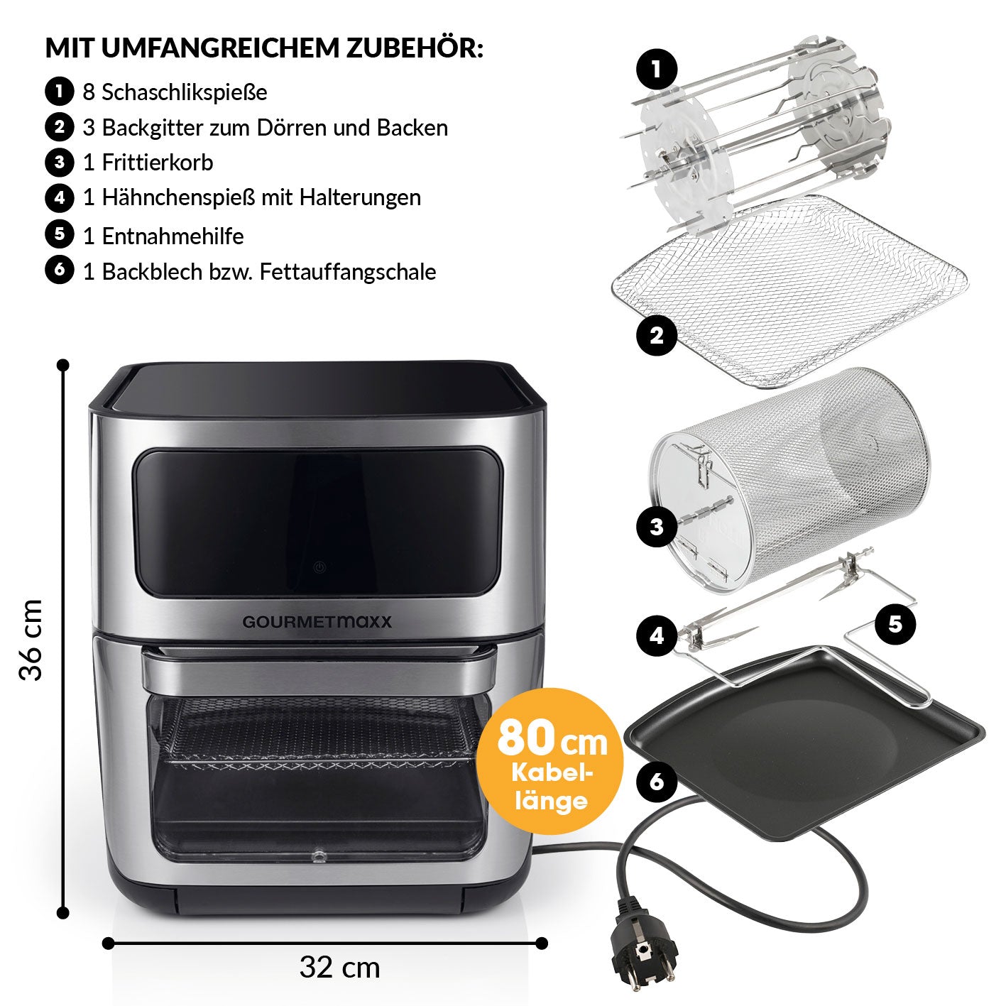 Heißluft-Ofen Digital mit Sichtfenster - 12l