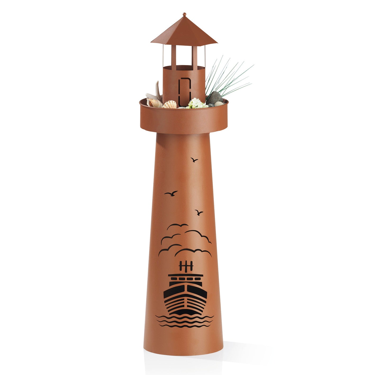 LED-Dekosäule Leuchtturm - 70 cm - braun