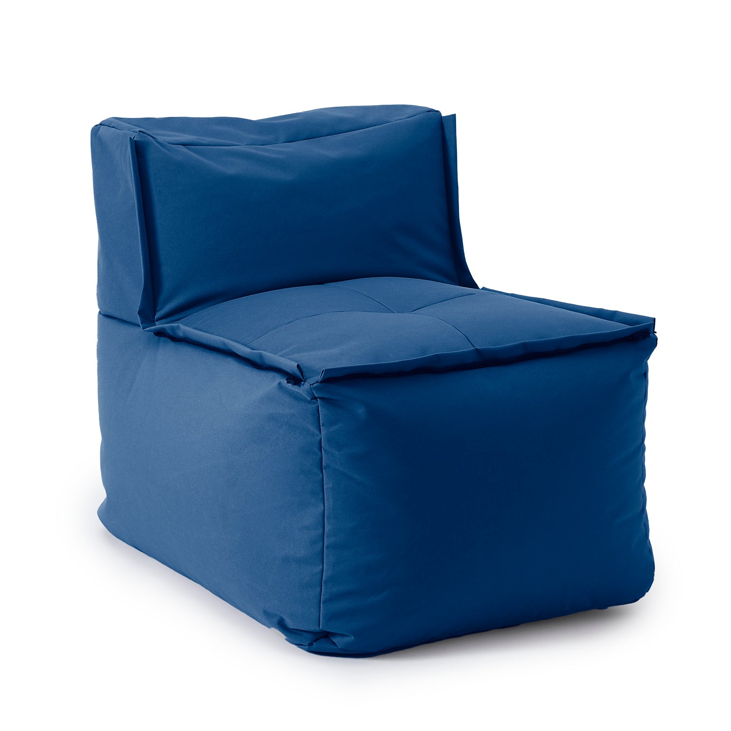 Sitzsack-Sofa Mittelstück (200 L) in Navyblau, modular, indoor & outdoor, extrastark, pflegeleicht mit verdecktem Reißverschluss.