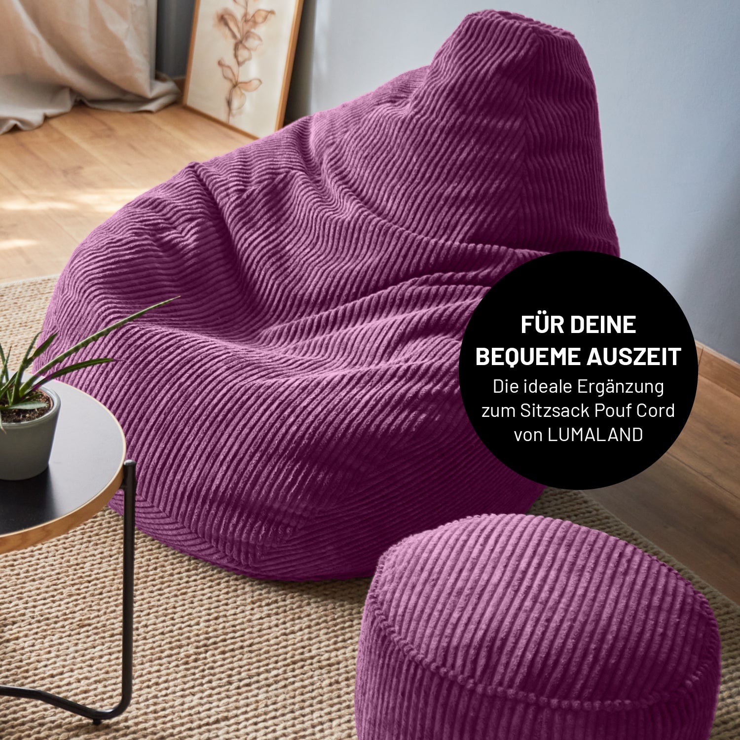 Sitzsack GIANT aus der Cord-Reihe - Weinrot
