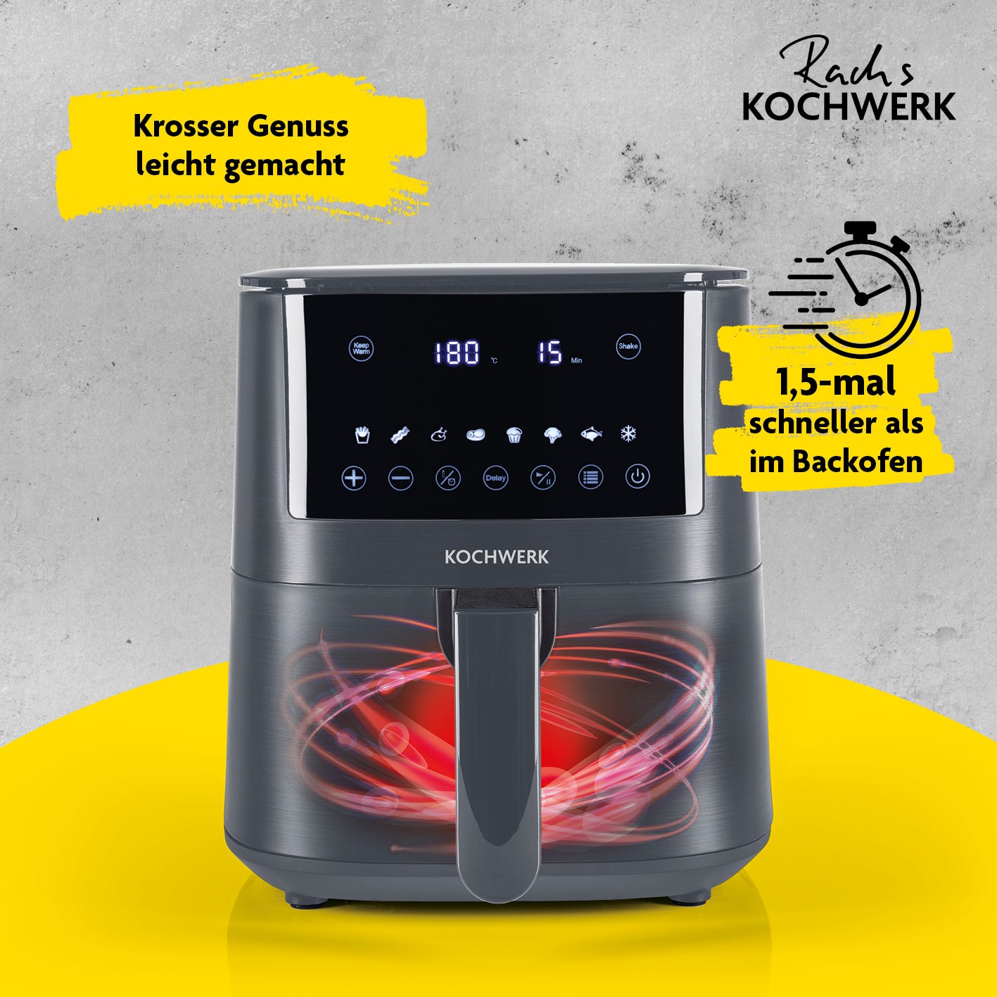 Heißluft-Fritteuse Digital 4,2l mit Erinnerungsfunktion, schneller als Backofen, digital gesteuert, leicht zu reinigen und vielseitig einsetzbar.