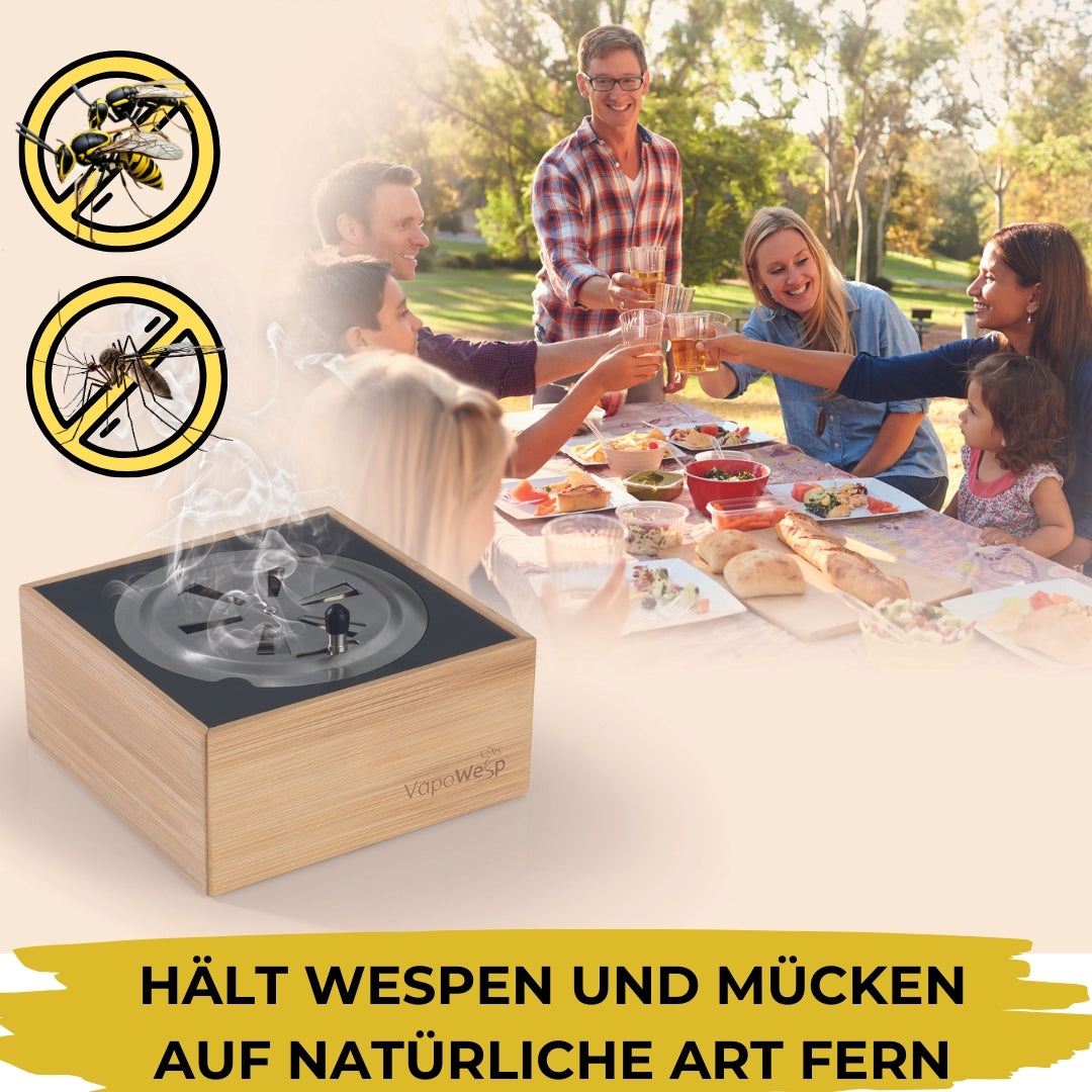 Räucherbox inkl. Pulver Orange & Rosemary (50 g) – natürliche Abwehr gegen Wespen und Mücken mit aromatischem Rauch und VapoPulver.