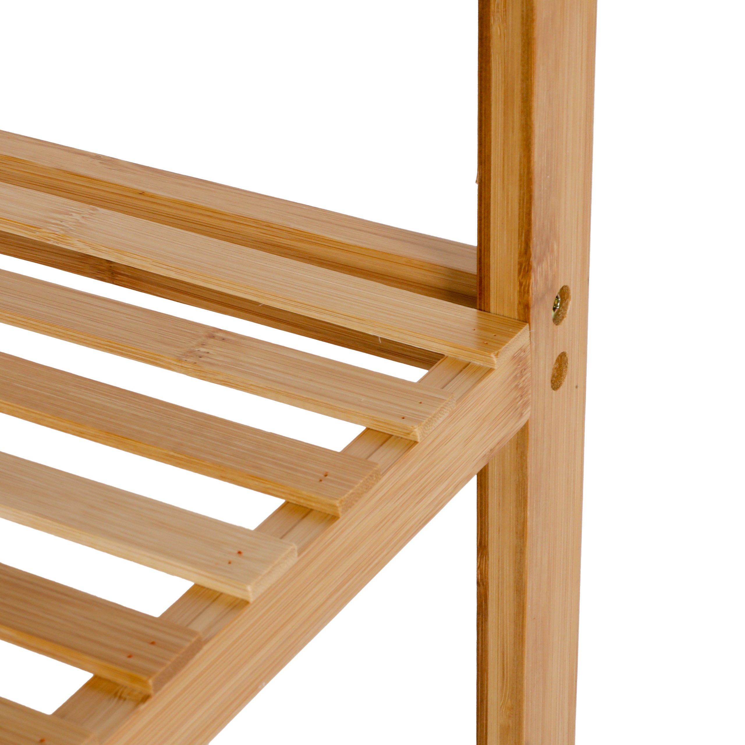 Schuhregal aus Bambus mit Sitzbank - 90 x 50 x 30 cm - Grau, formschön, stabil und platzsparend für Schuhe aller Art.