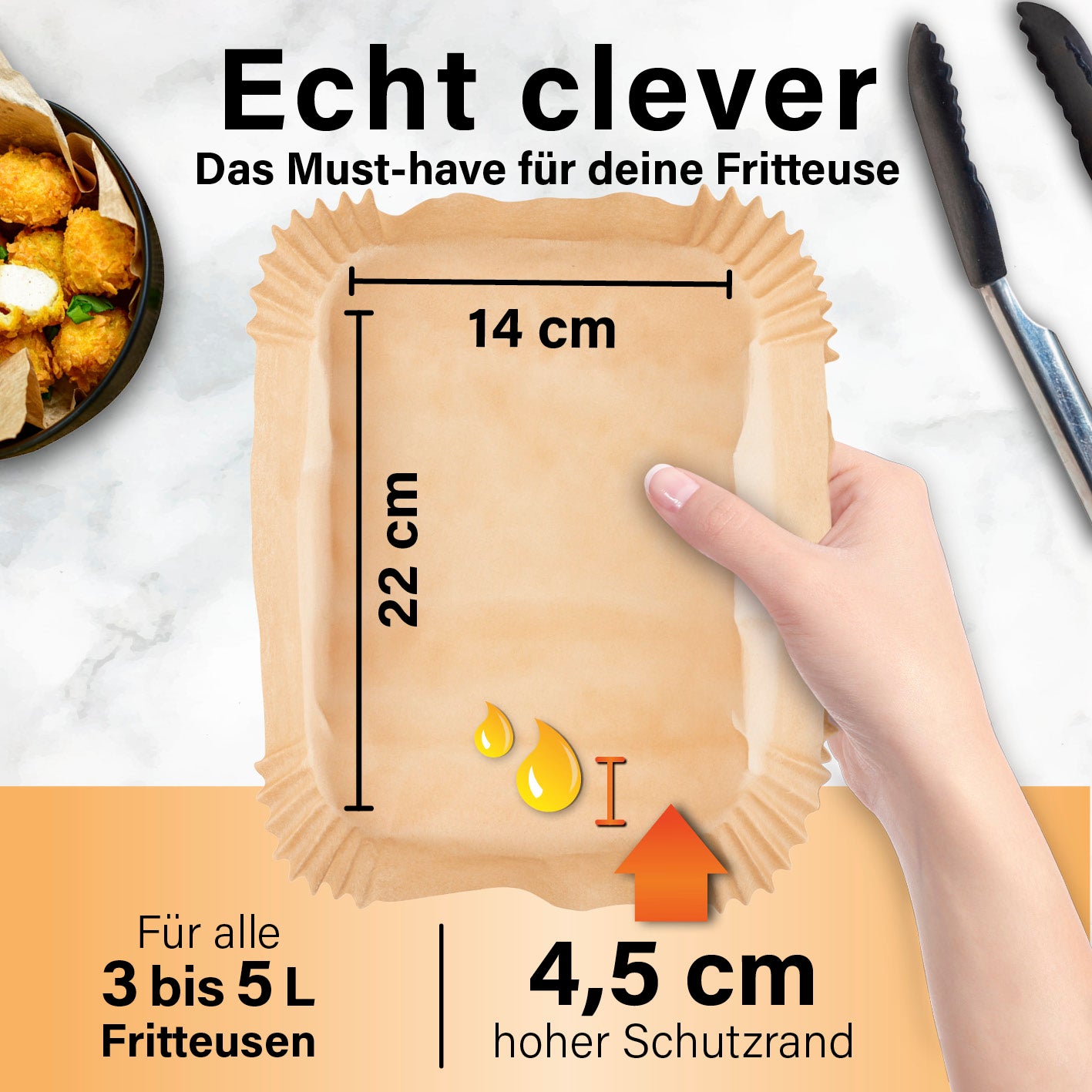 Backpapierschalen für Doppelkorb-Heißluftfritteusen 3–5 l, 100 Stück