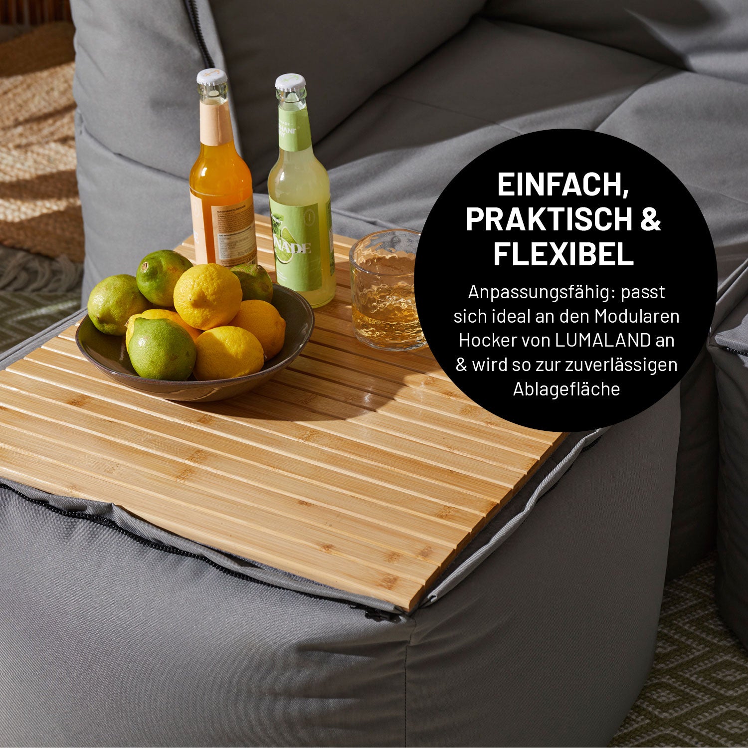 Bambusauflage für Modular-Hocker - 54 x 50 x 1 cm