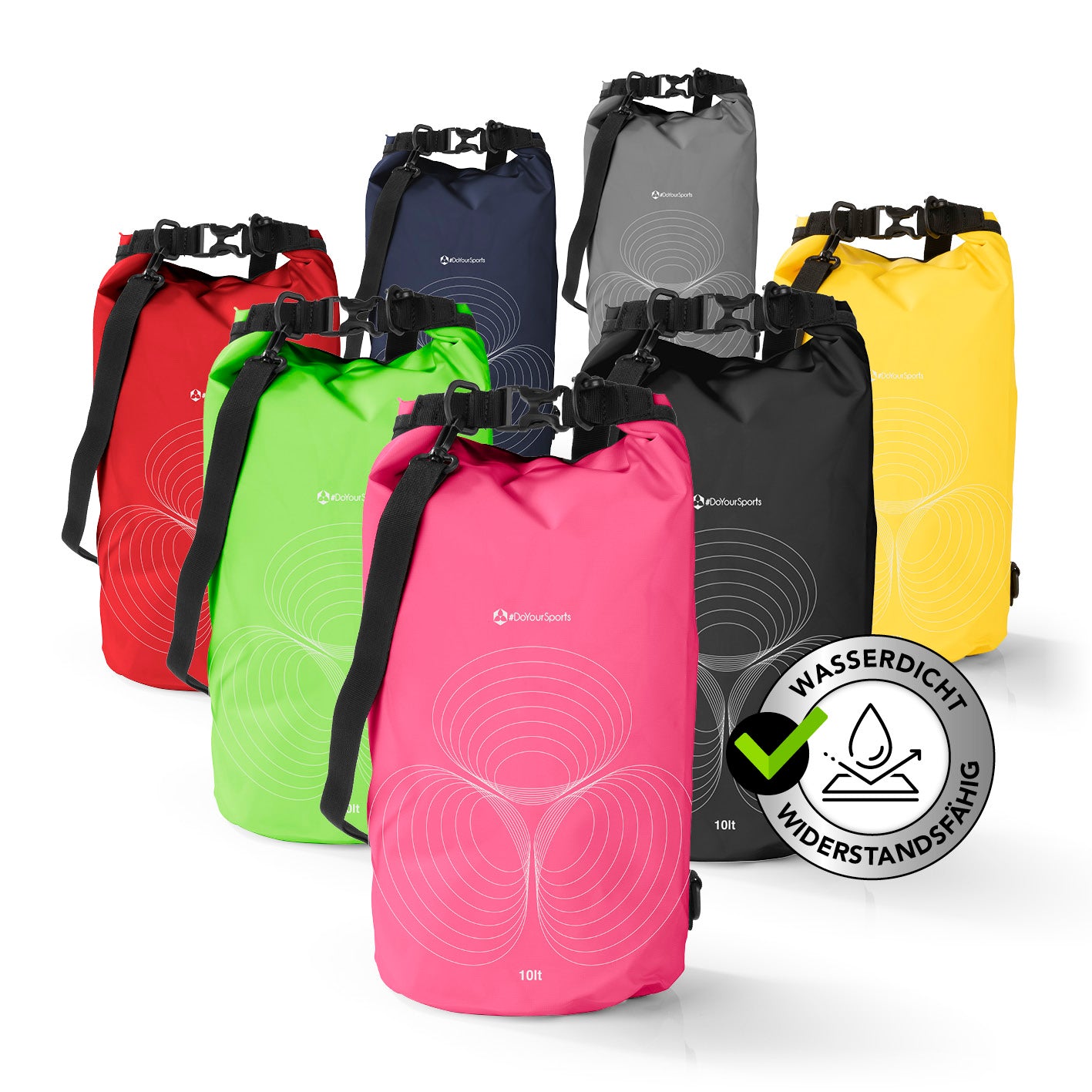 Dry Bag 10L - Pink wasserdichter und robuster Rucksack mit verstellbarem Schultergurt und UV-Schutz für Outdoor-Abenteuer.