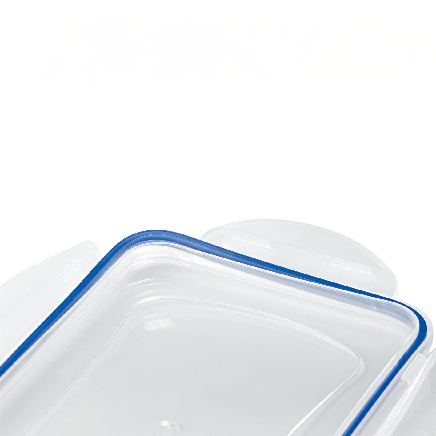 Frischhaltedosen Klick-it 10-tlg. – transparente, stapelbare Frischhaltedosen mit blauem Dichtungsrand, mikrowellen- und gefrierschrankgeeignet.