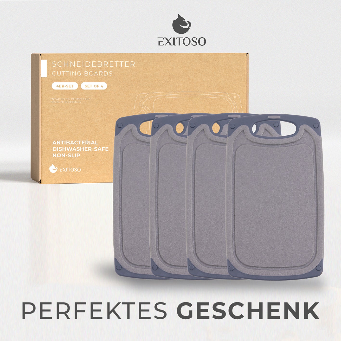 Frühstücksbrettchen - 4er-Set - Grau