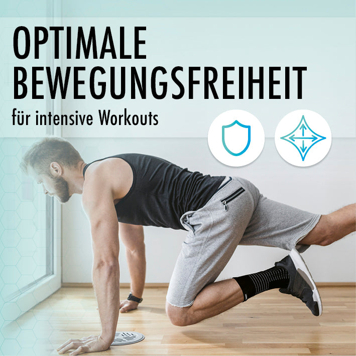 Knöchel-Bandage mit Kupferfasern & Carbon bietet sanfte Kompression und optimale Bewegungsfreiheit bei intensiven Workouts.