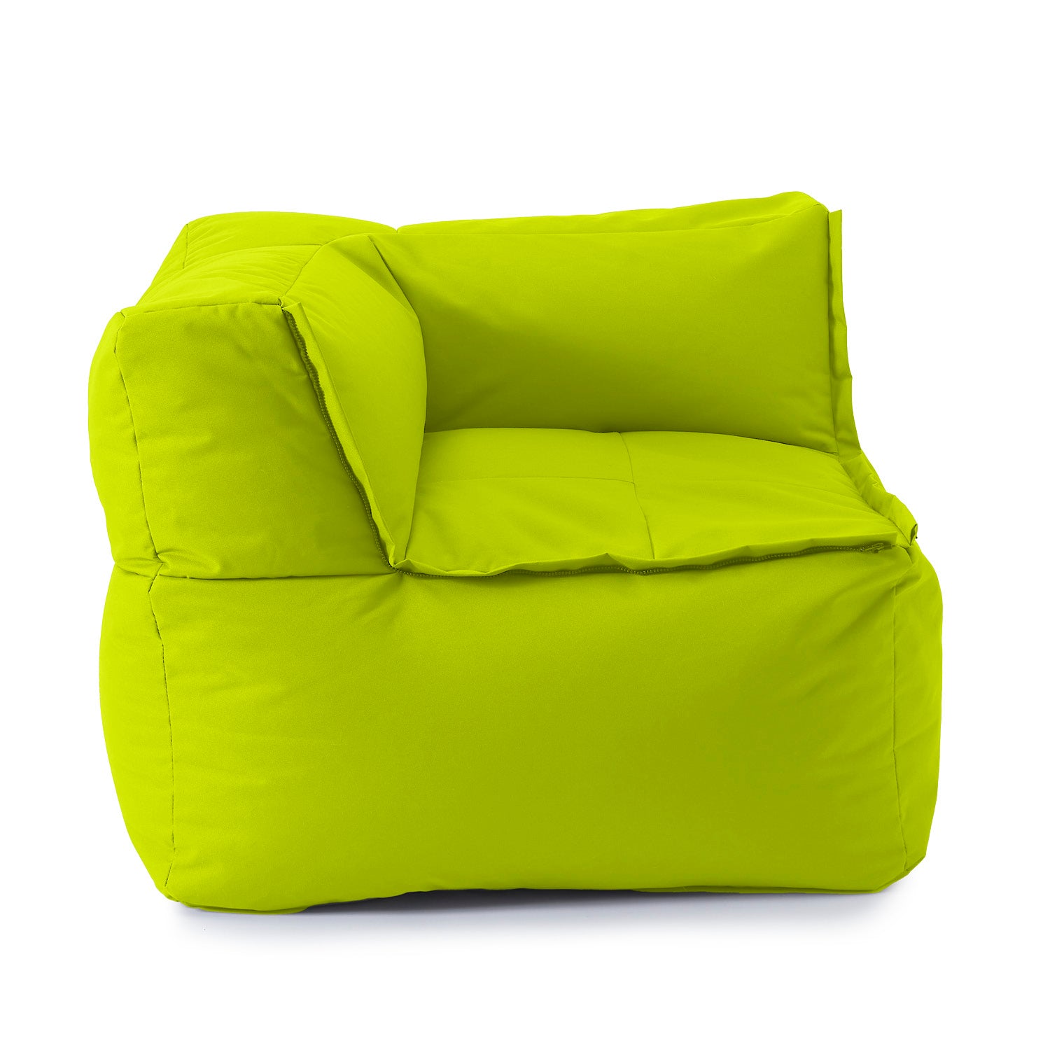 Sitzsack-Sofa Ecke (340 L) Apfelgrün, modular, indoor & outdoor, mit extrastarkem Material und pflegeleichtem Bezug.