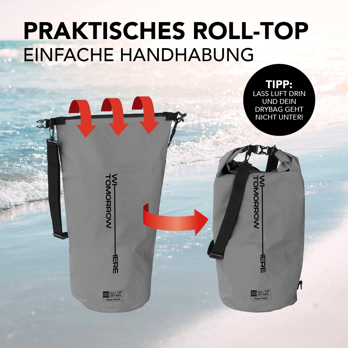 Dry Bag 30L - Style 02 - Grau