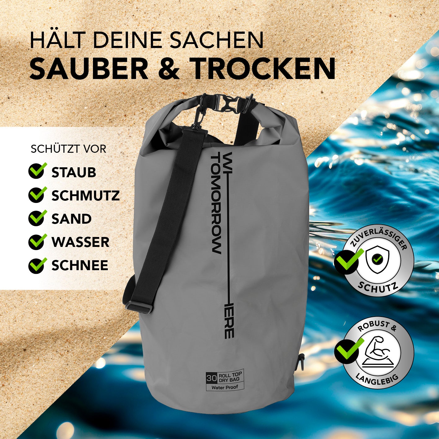 Dry Bag 30L - Style 02 - Grau