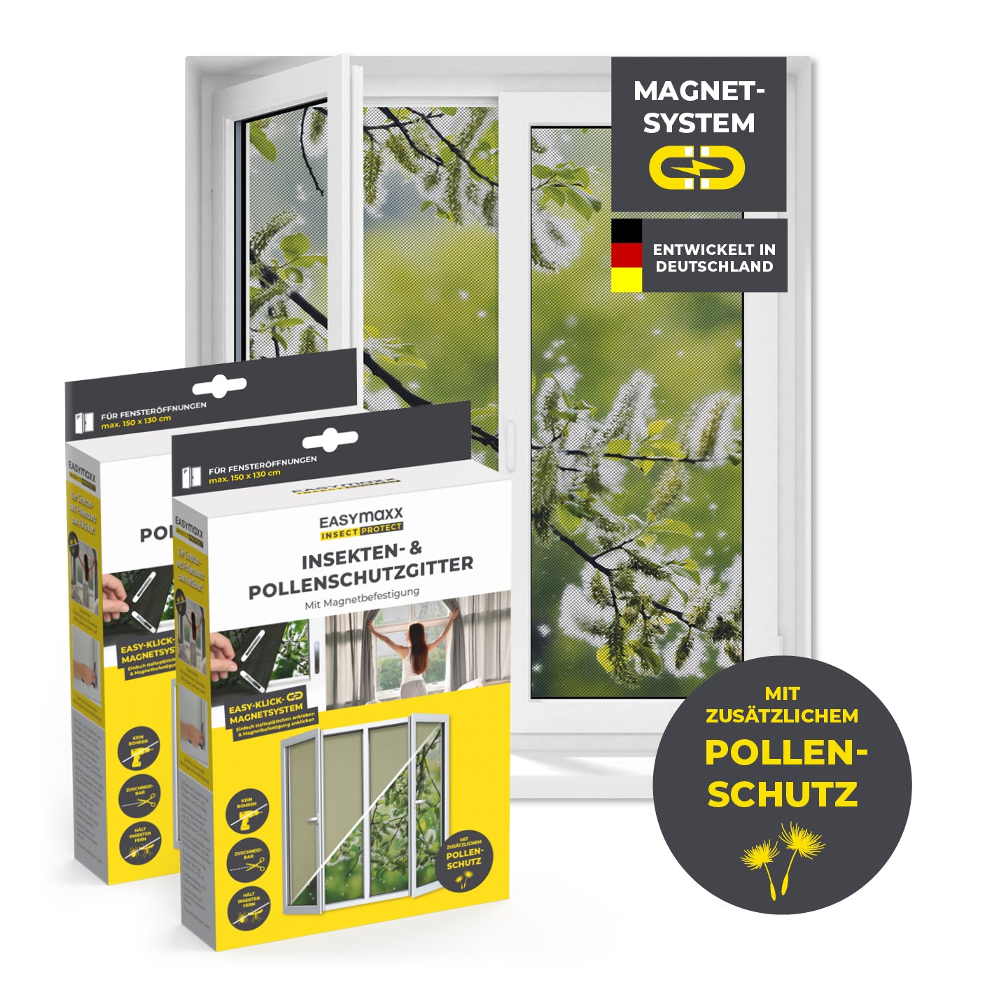Insekten- & Pollenschutzgitter mit Magnetbefestigung - 2er-Set
