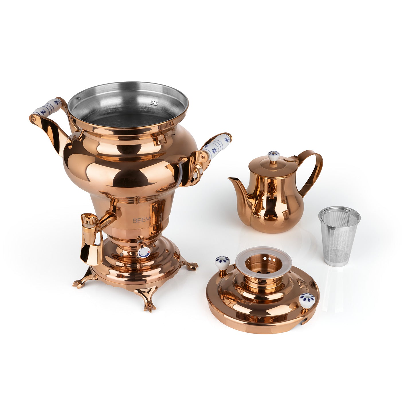Samowar Rebecca mit Dispenser - Edelstahl/rose