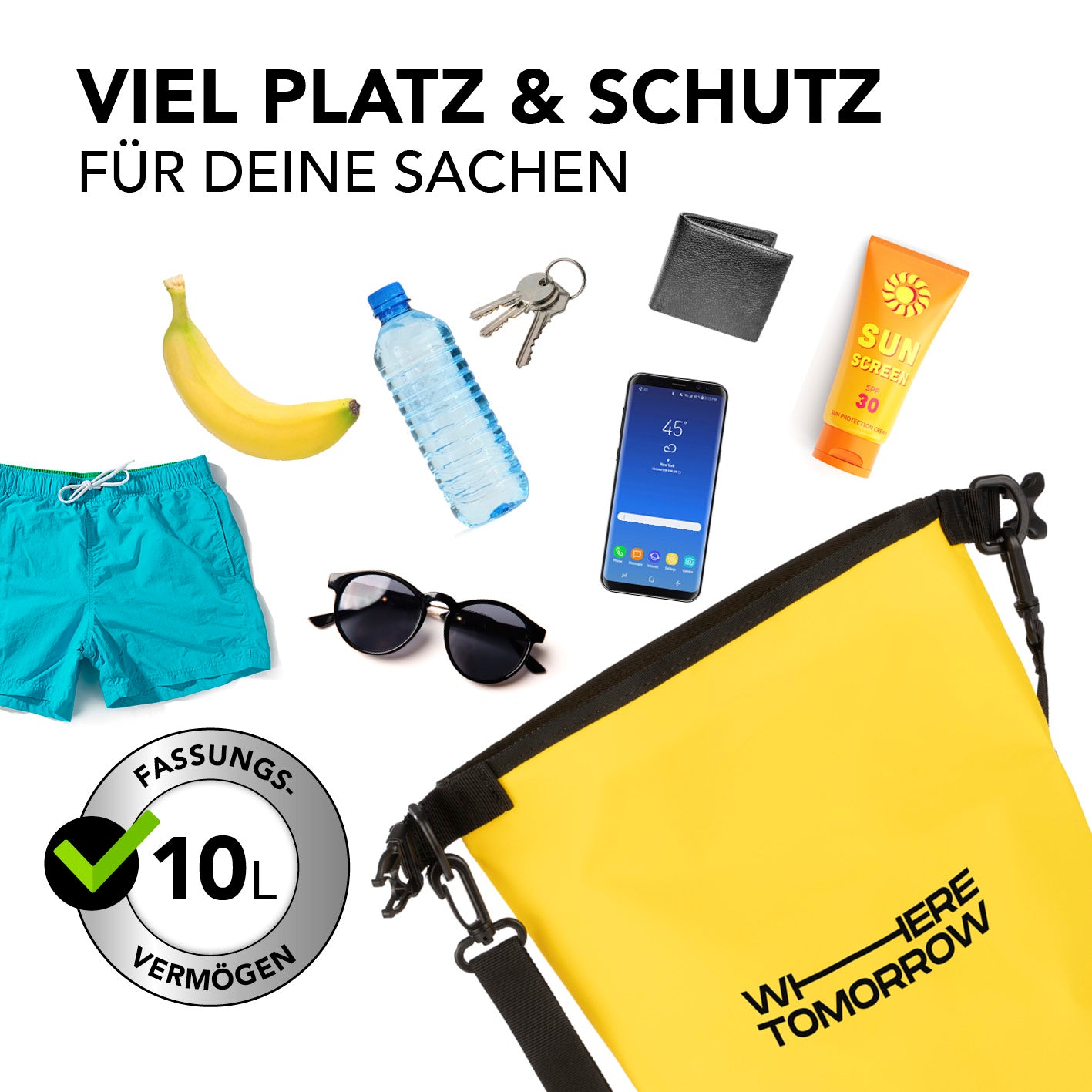 Dry Bag 10L - Style 01 - Gelb