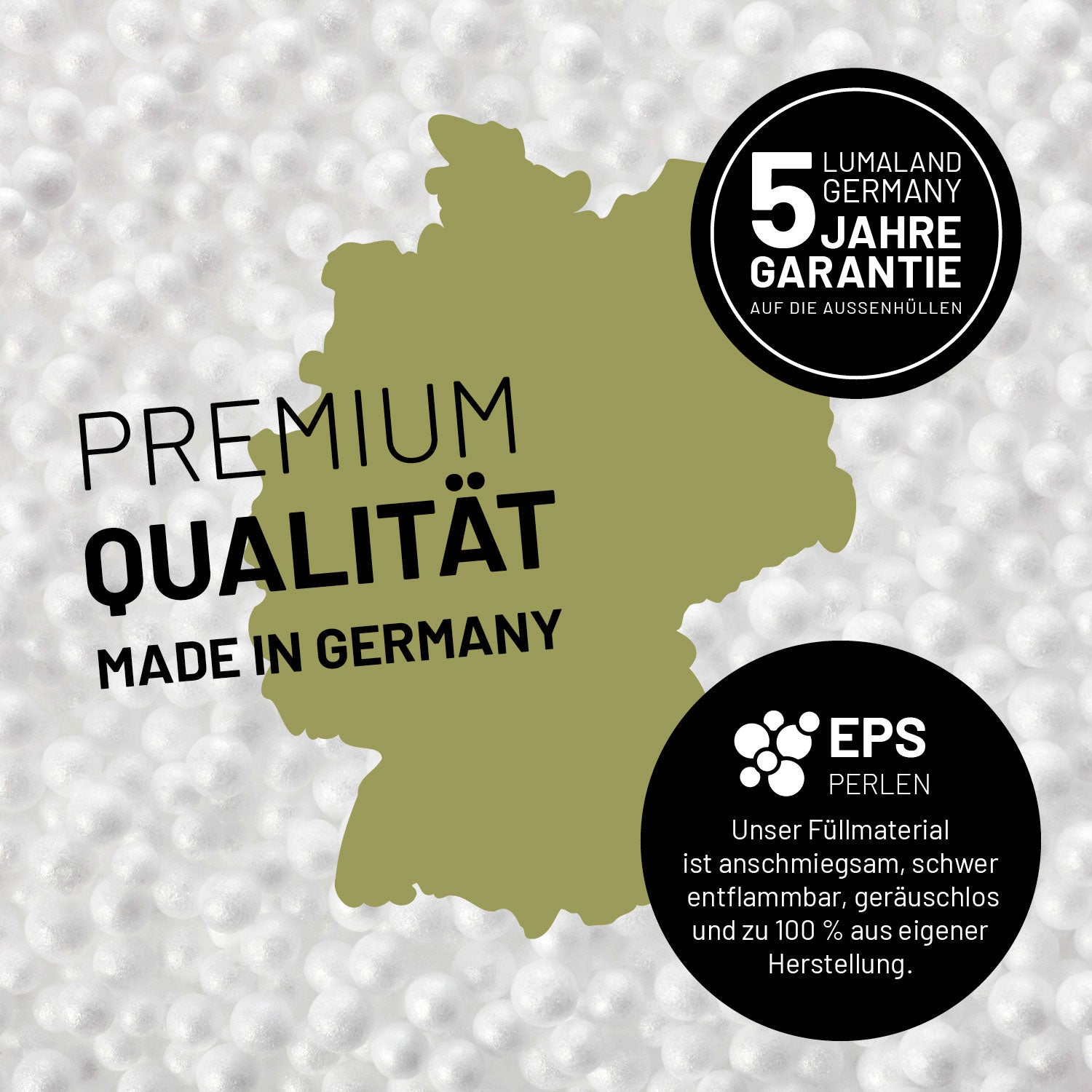 Sitzsack Interior Line (300 L) - indoor - Rot mit hochwertigen EPS Perlen, 5 Jahre Garantie, Premium Qualität Made in Germany.