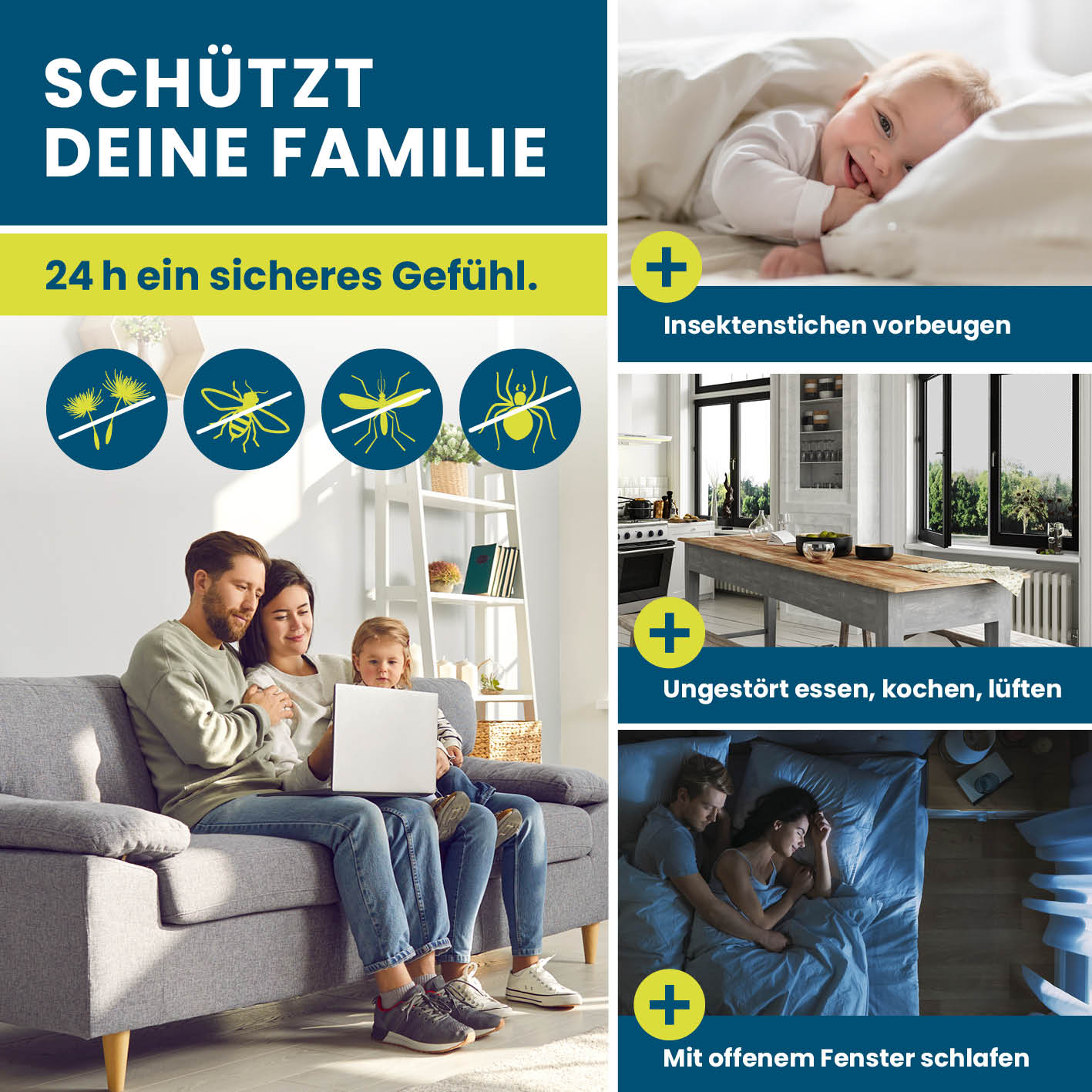 Insekten- & Pollenschutzgitter mit Magnetbefestigung - 2er-Set schützt vor Insekten und Pollen bei offenem Fenster.