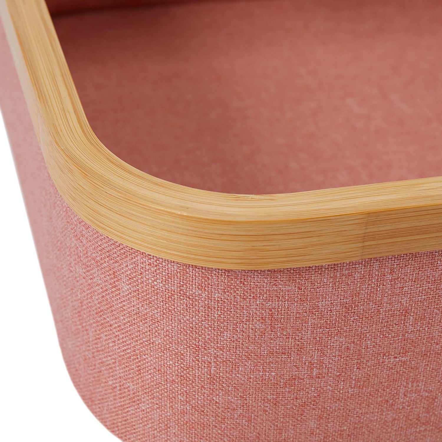 Aufbewahrungsboxen mit Bambus-Rahmen - 4er-Set - Rosa, rechteckig, stabile Bambusrahmen, pflegeleicht und stapelbar.