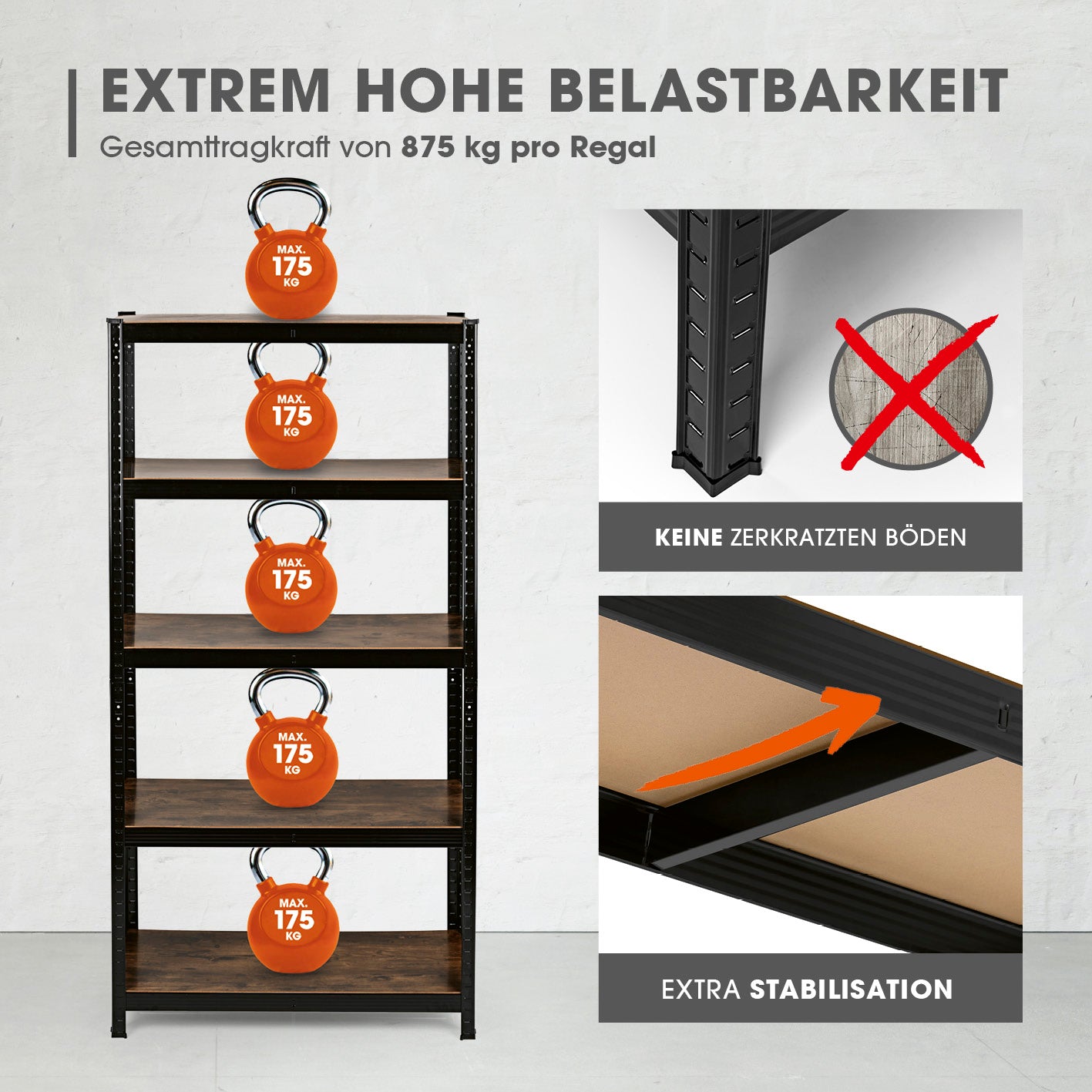 2 in 1 Schwerlastregal & Werkbank - 2er-Set - 180 x 90 x 40 cm - Holzoptik