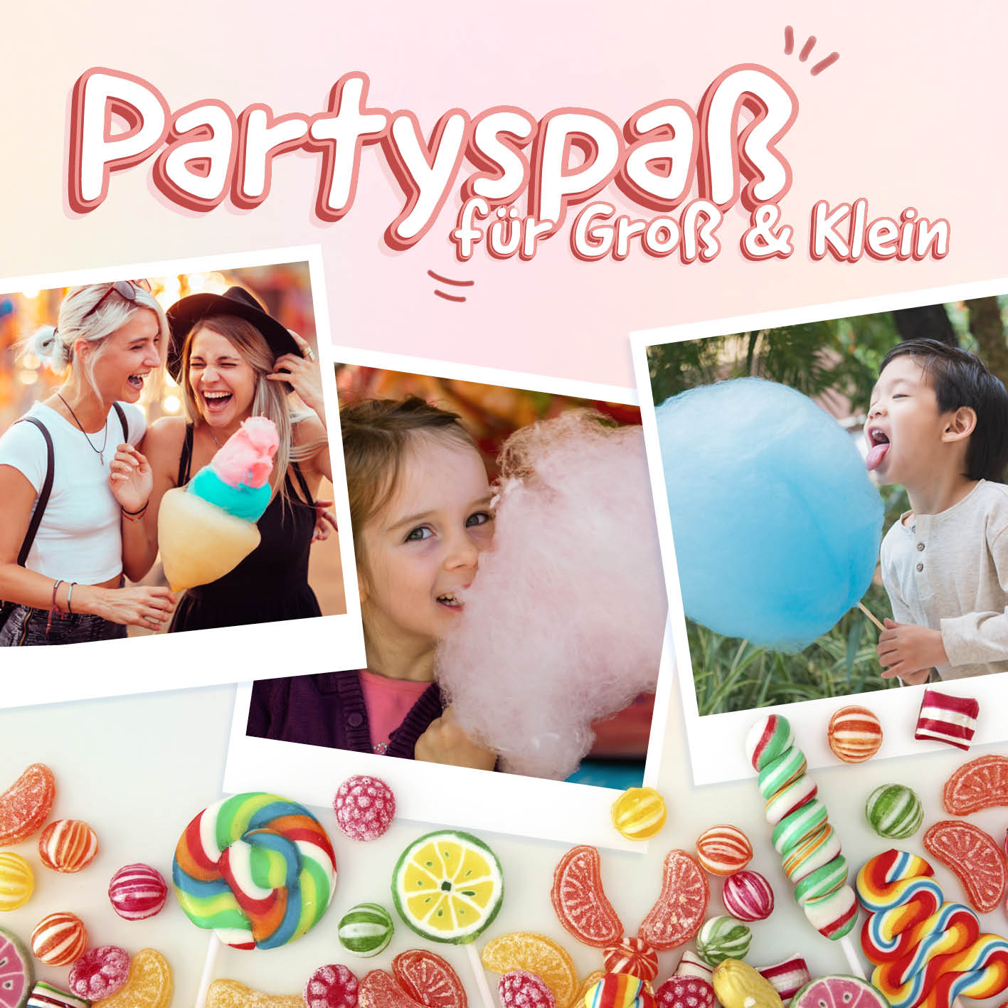 Zuckerwatte-Maschine - rosa für bunten Zuckerwatte-Genuss auf Partys, mit retro Design und abnehmbaren Teilen für einfachen Gebrauch.