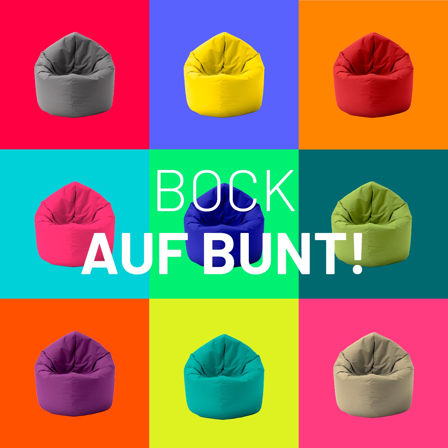 Sitzsack Drops (300 L) - Schwarz und weitere Farben, indoor & outdoor, langlebig, leicht, pflegeleicht mit verdecktem Reißverschluss.