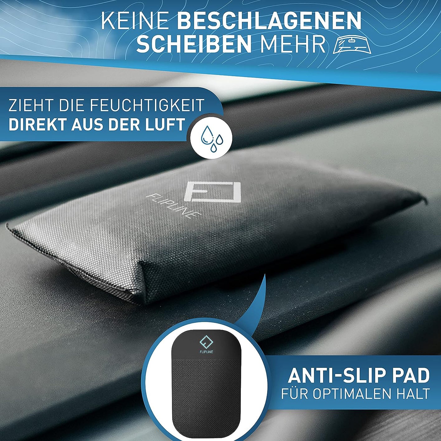 Auto-Luftentfeuchter - 1 kg mit Anti-Slip-Pad zieht Feuchtigkeit aus Luft, verhindert beschlagene Scheiben und sorgt für trockene Autoscheiben.