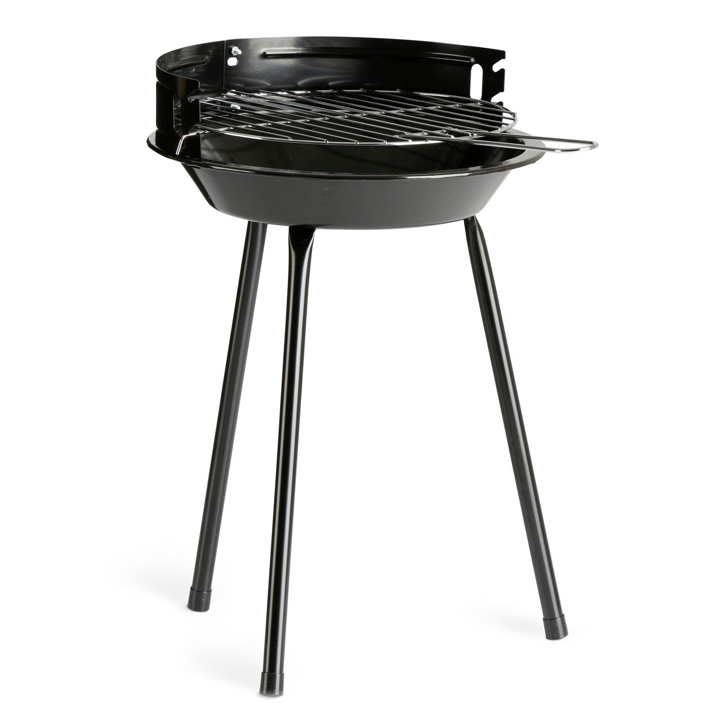 Holzkohle-Rundgrill mobiler, kompakter Rundgrill mit verchromtem Grillrost, 3 Beinen und ca. Ø 27 cm Grillfläche für 2-3 Personen.