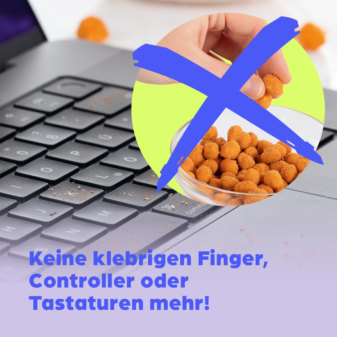 Snackspender - 2er-Set verhindert klebrige Finger und verschmutzte Tastaturen beim Genuss von Snacks wie Erdnüssen oder Popcorn.