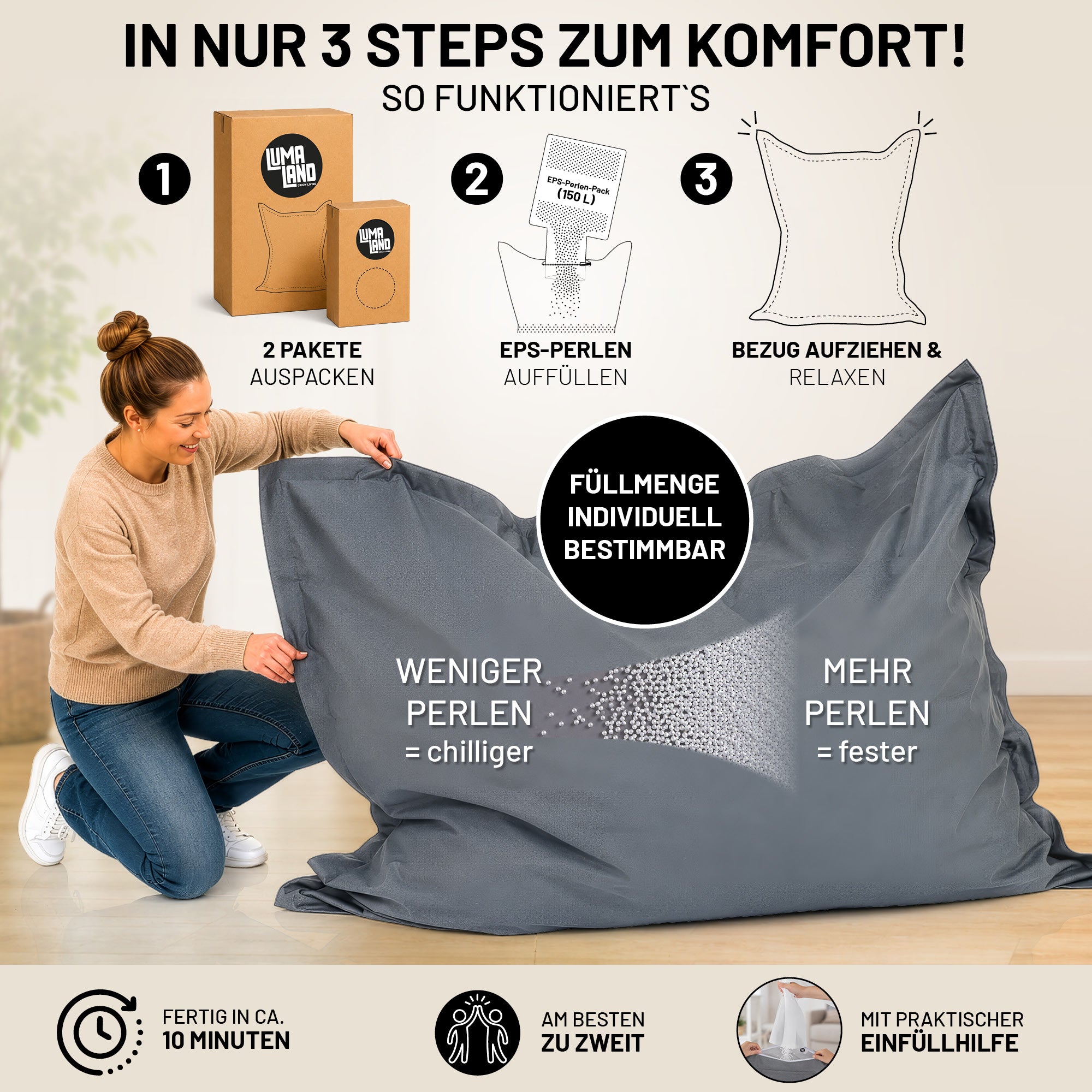 Sitzsack Classic XXL (380 L) - indoor & outdoor - Anthrazit