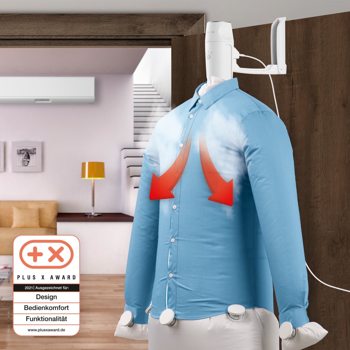 Hemden- & Blusenbügler Kompakt - 3 Stufen Trocknungszeit - weiß/silber