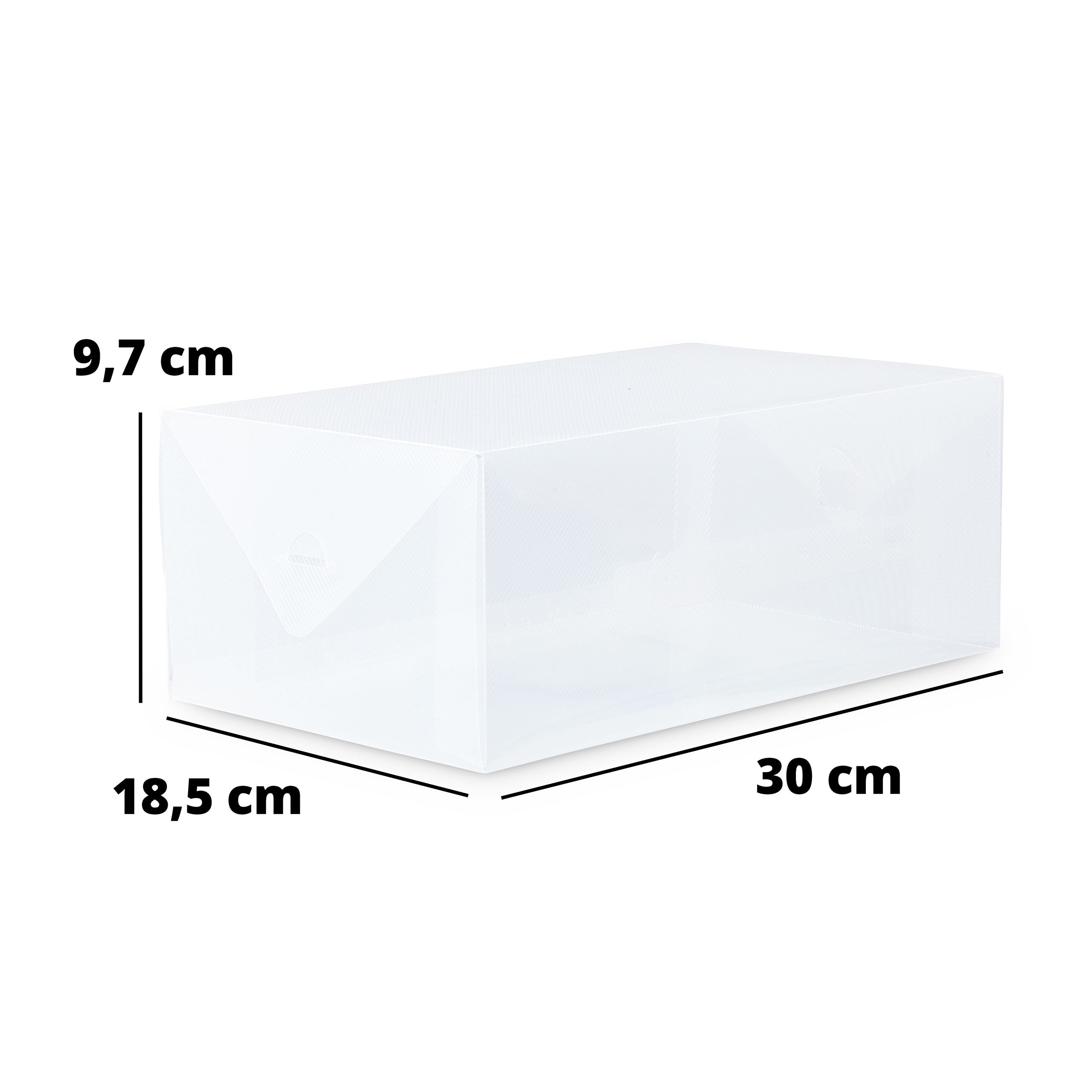 Herren Schuhbox - Transparent und stapelbar - 5er Set - praktische, robuste Aufbewahrungsbox mit Transportgriff, Maße 30x18,5x9,7 cm.