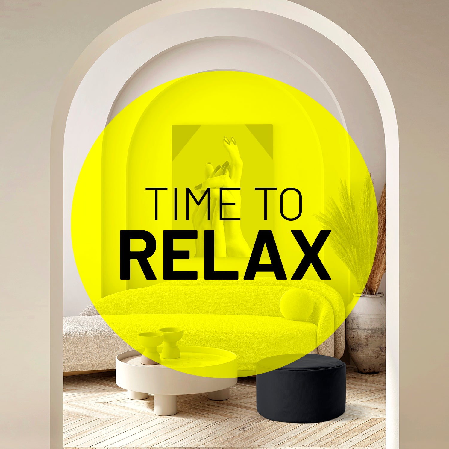 Sitzsack-Hocker/Pouf (50 L) Schwarz als moderner Sitzhocker und Fußschemel für indoor & outdoor, leicht und pflegeleicht.