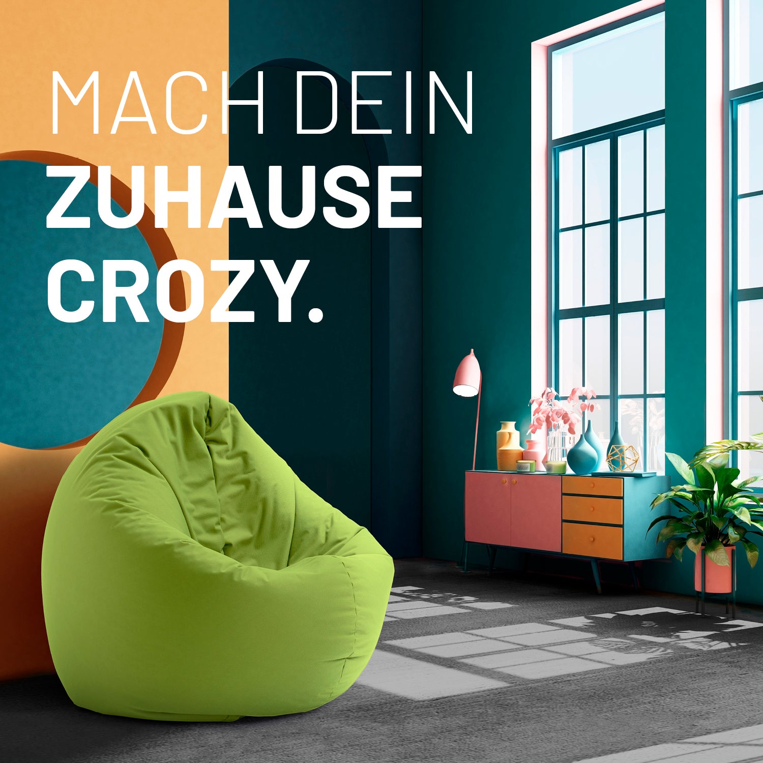 Sitzsack Drops (300 L) Grün, modern und multifunktional für drinnen & draußen, leicht, langlebig und pflegeleicht mit hochwertiger EPS-Füllung.