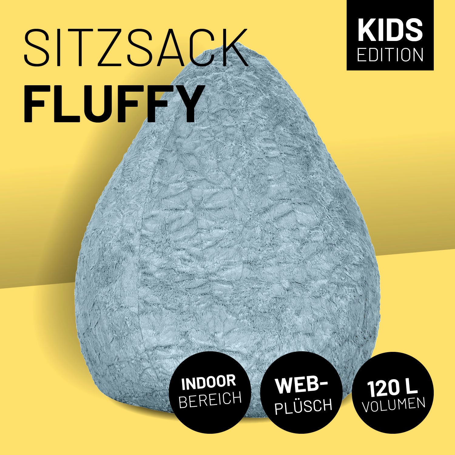 Luxury Fluffy Sitzsack stylischer Webplüsch Beanbag - 120L Pastel Blau