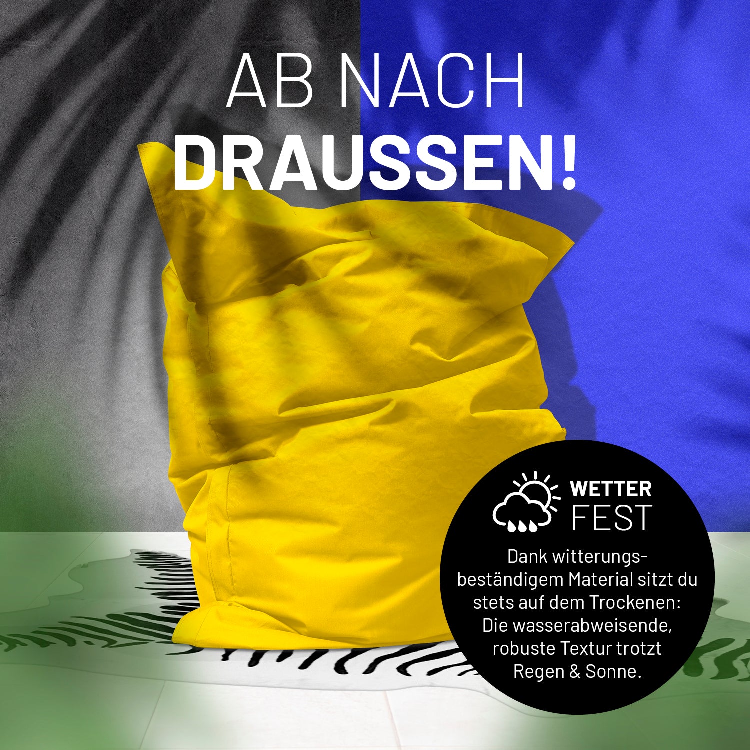 Sitzsack Classic XXL (380 L) Gelb, wetterfest und robust, ideal für stilvolles Sitzen und Liegen drinnen und draußen.