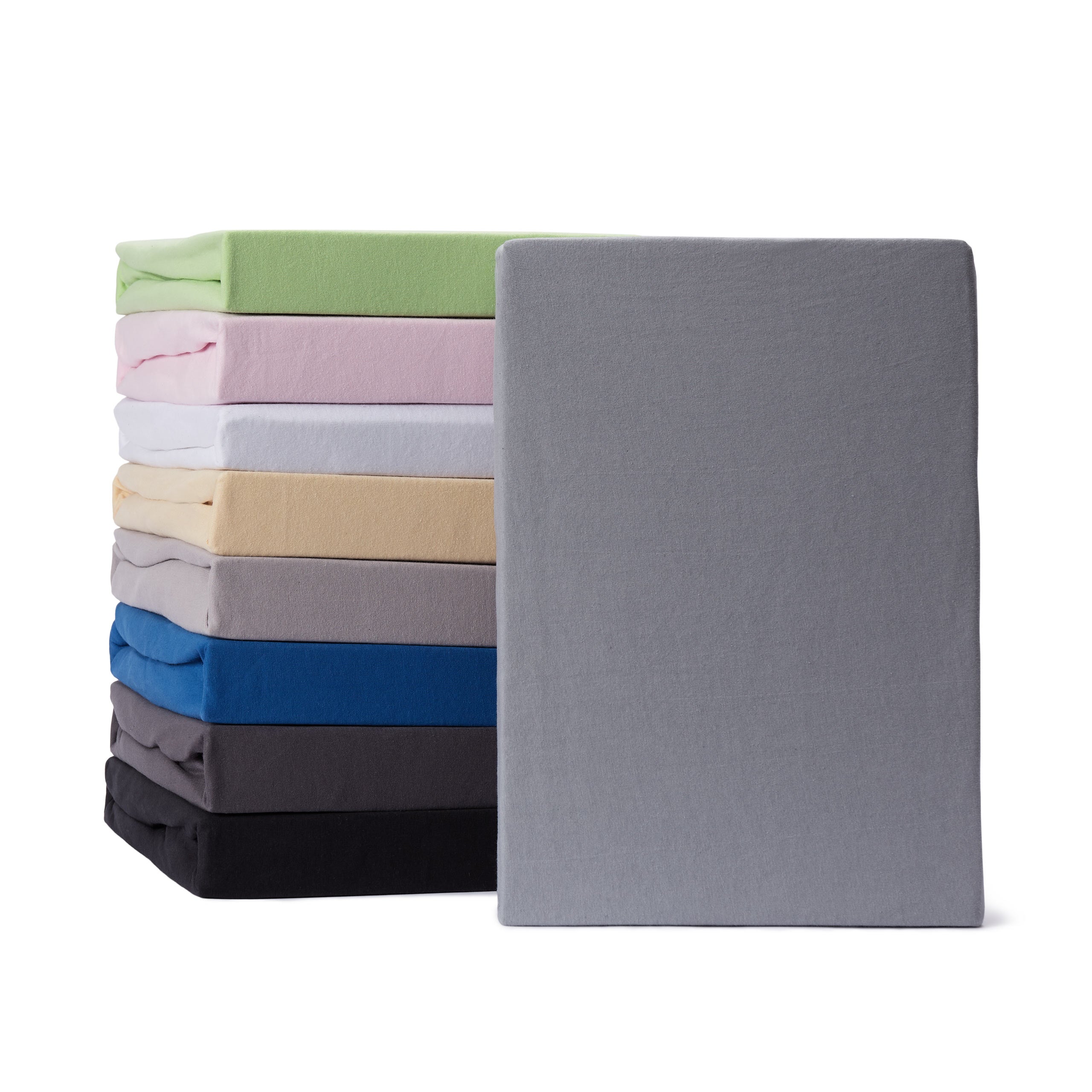 Comfort Jersey Spannbettlaken - 160 g/m² 100% Baumwolle - 180-200 x 200 cm - Frostgrau, elastisch und pflegeleicht.