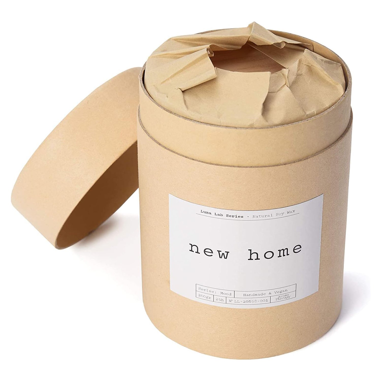 Duftkerze Mood "New Home" in nachhaltiger Verpackung, vegan, handgemacht, mit frischem, gemütlich-warmem Duft für Zuhause.