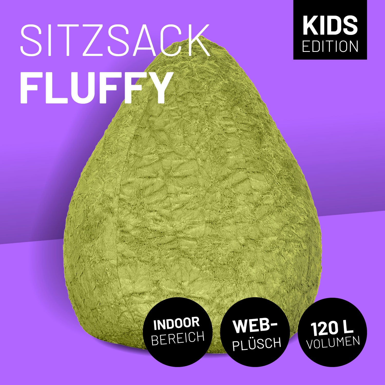 Luxury Fluffy Sitzsack (120 L) - indoor - Grün