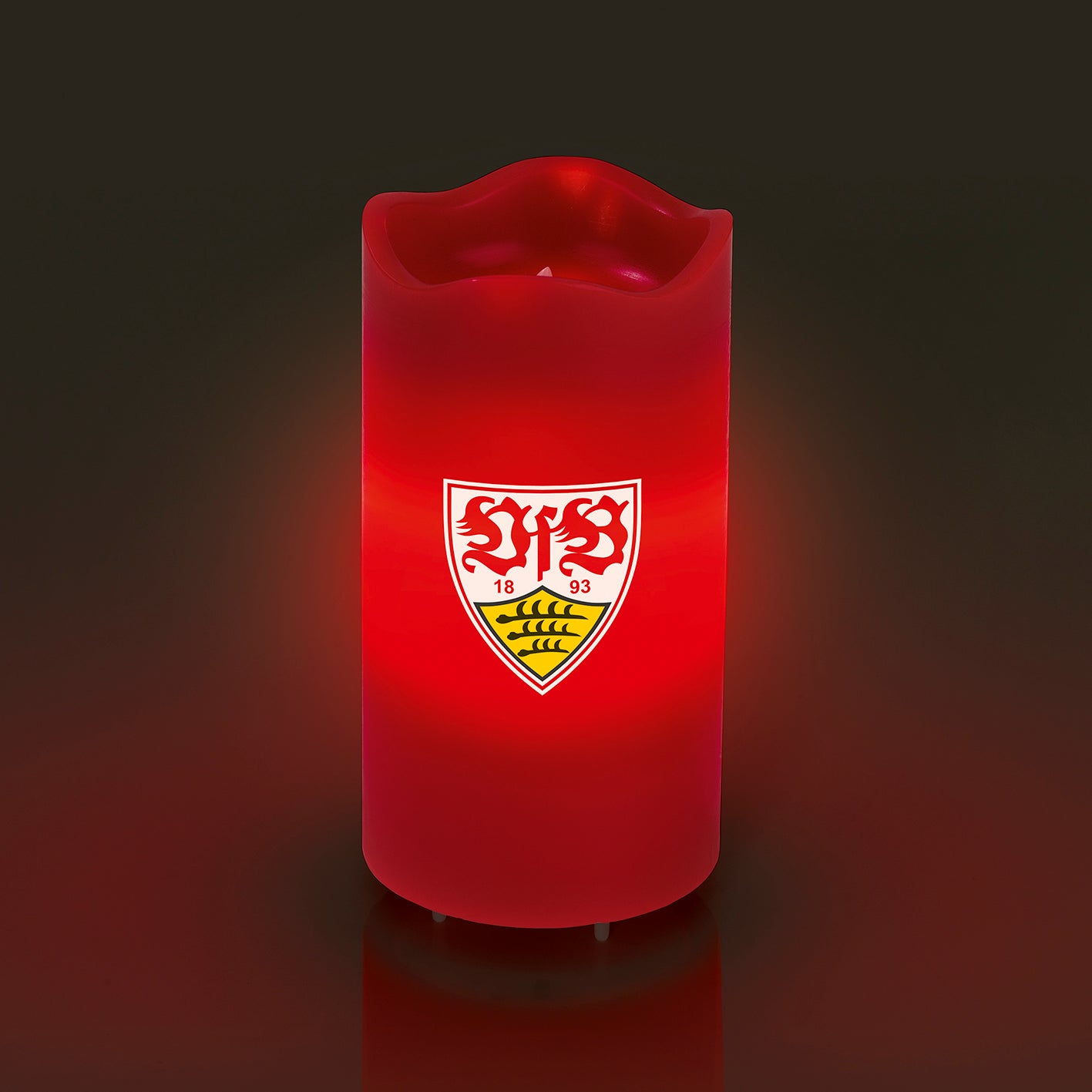 LED-Echtwachskerze - Mit rotierendem VfB-Wappen - rot
