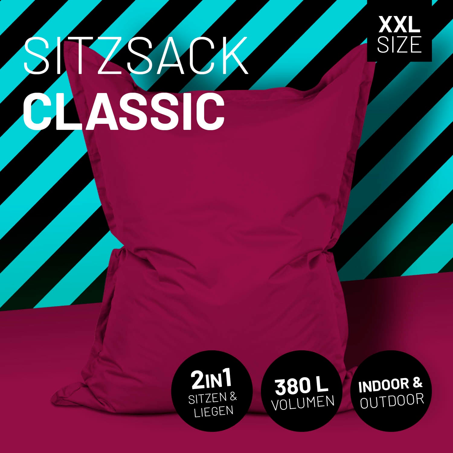 Sitzsack Classic XXL (380 L) - indoor & outdoor - Rotwein