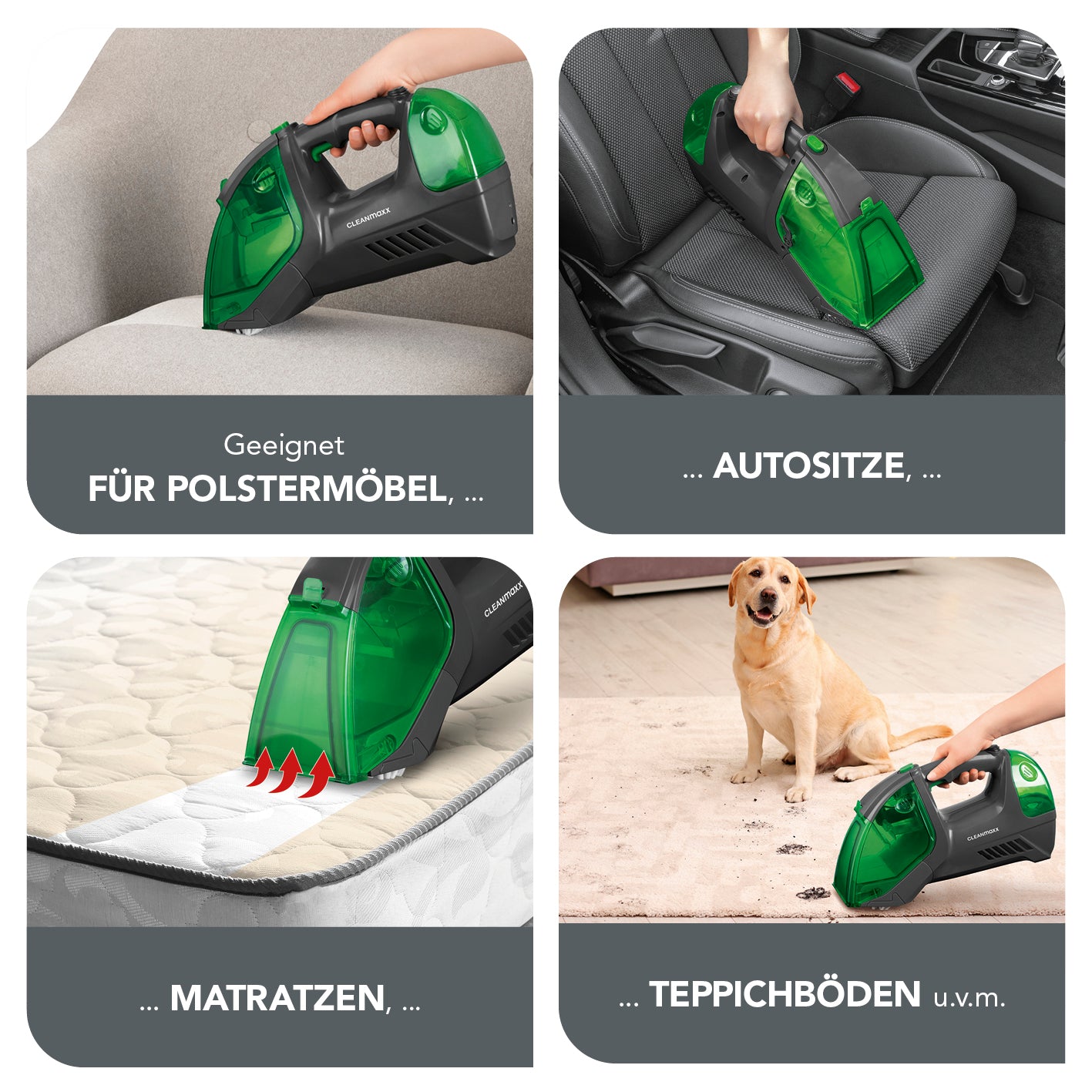Polster- & Teppichreiniger kabellos 3in1 - anthrazit/grün