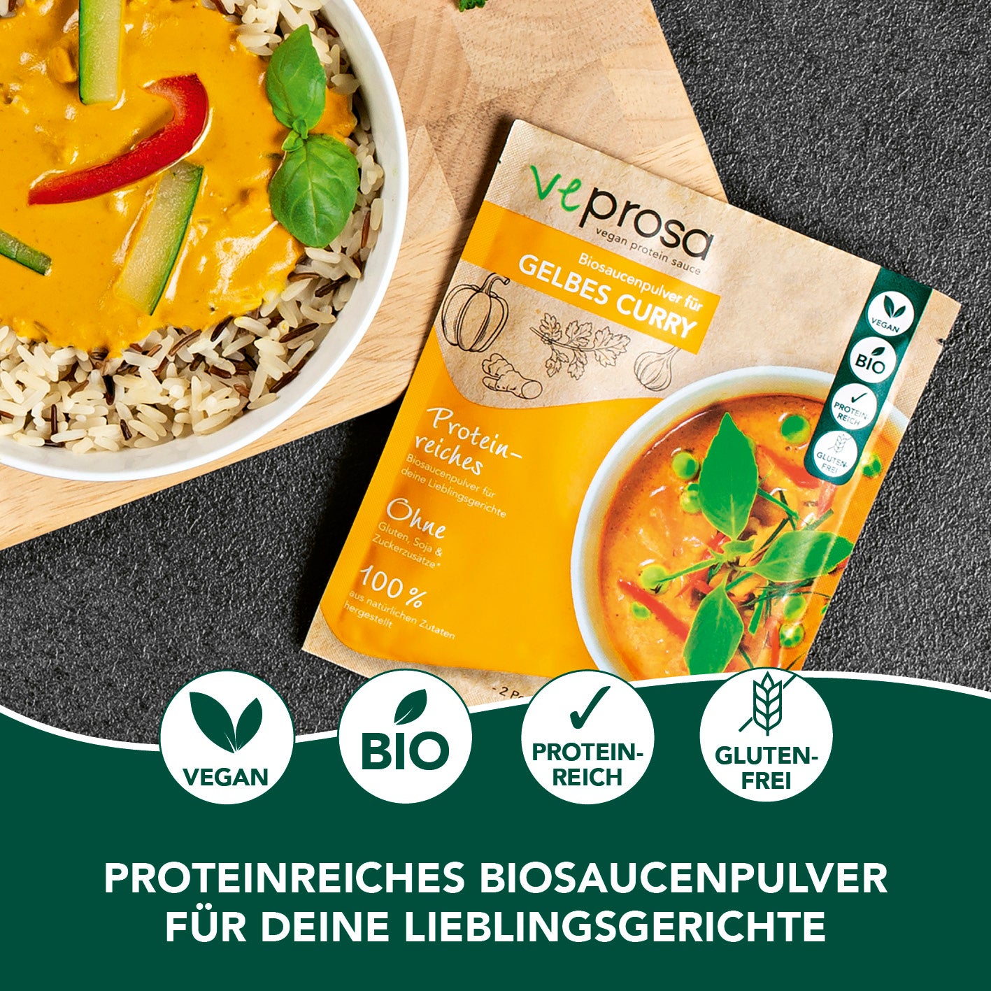 vegan protein sauce Biosaucenpulver für gelbes Curry - 4er-Set (4x 50 g)