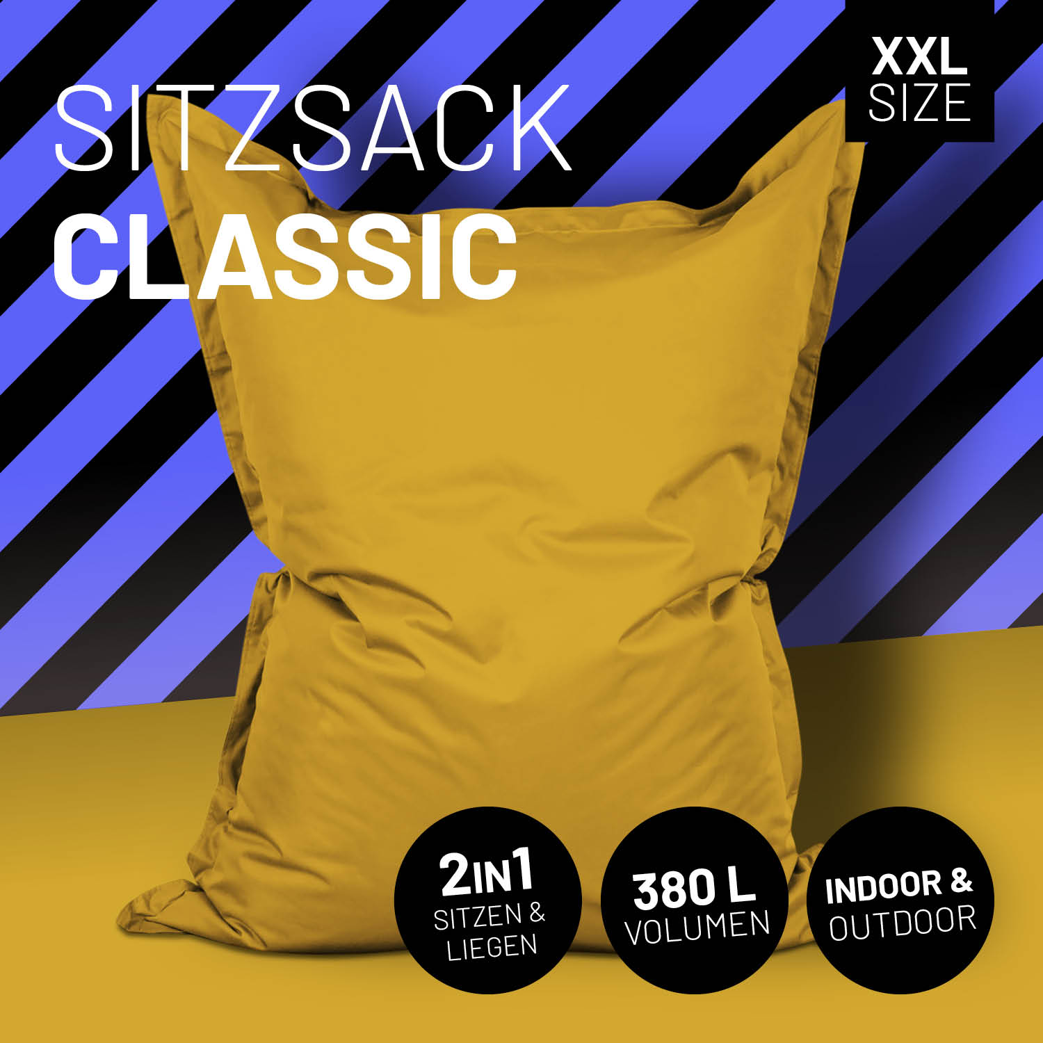 LUMALAND Sitzsack Classic XXL (380 L) - In- & outdoor - Senfgelb