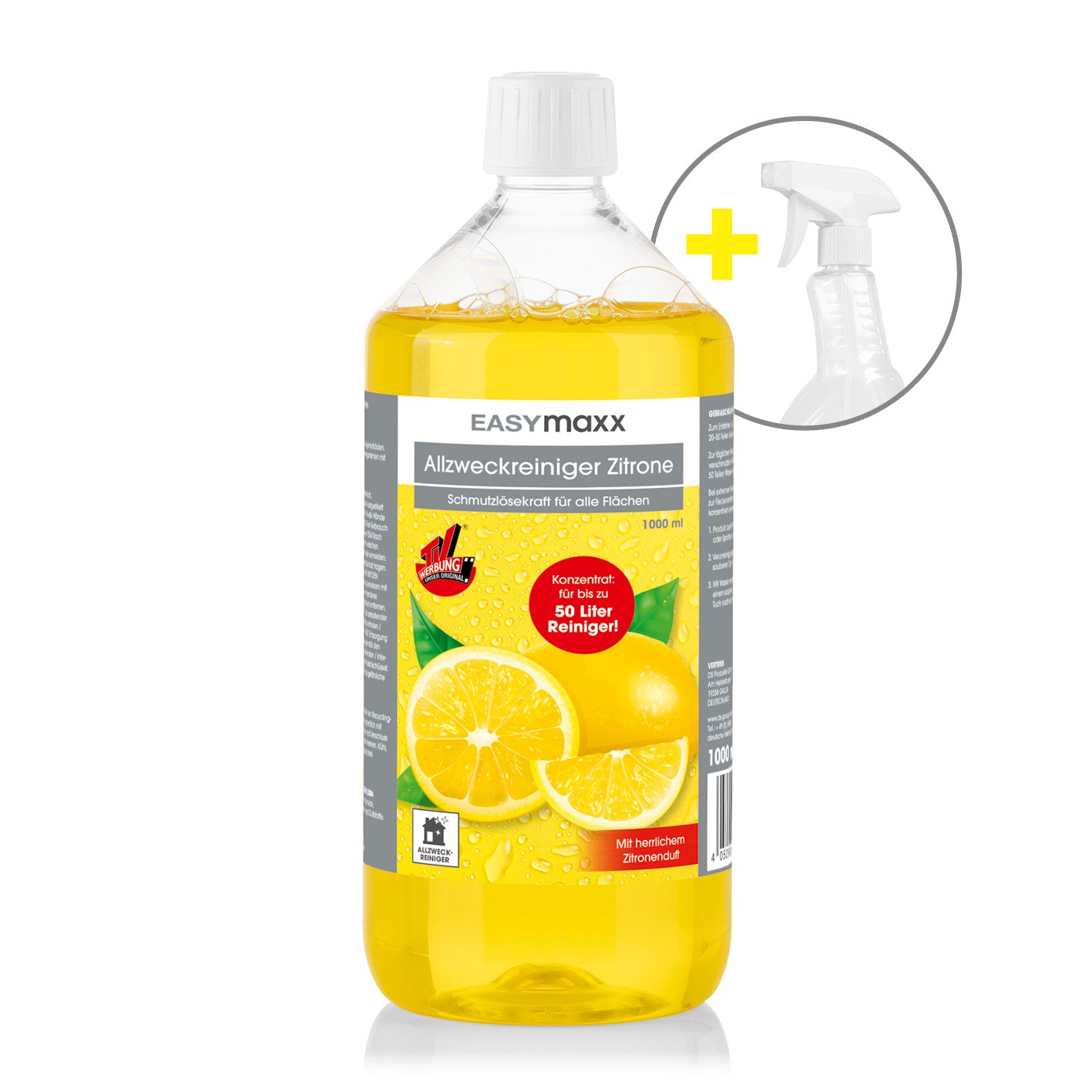 Reinigungsmittel Zitrone 1000ml inkl. Sprühflasche