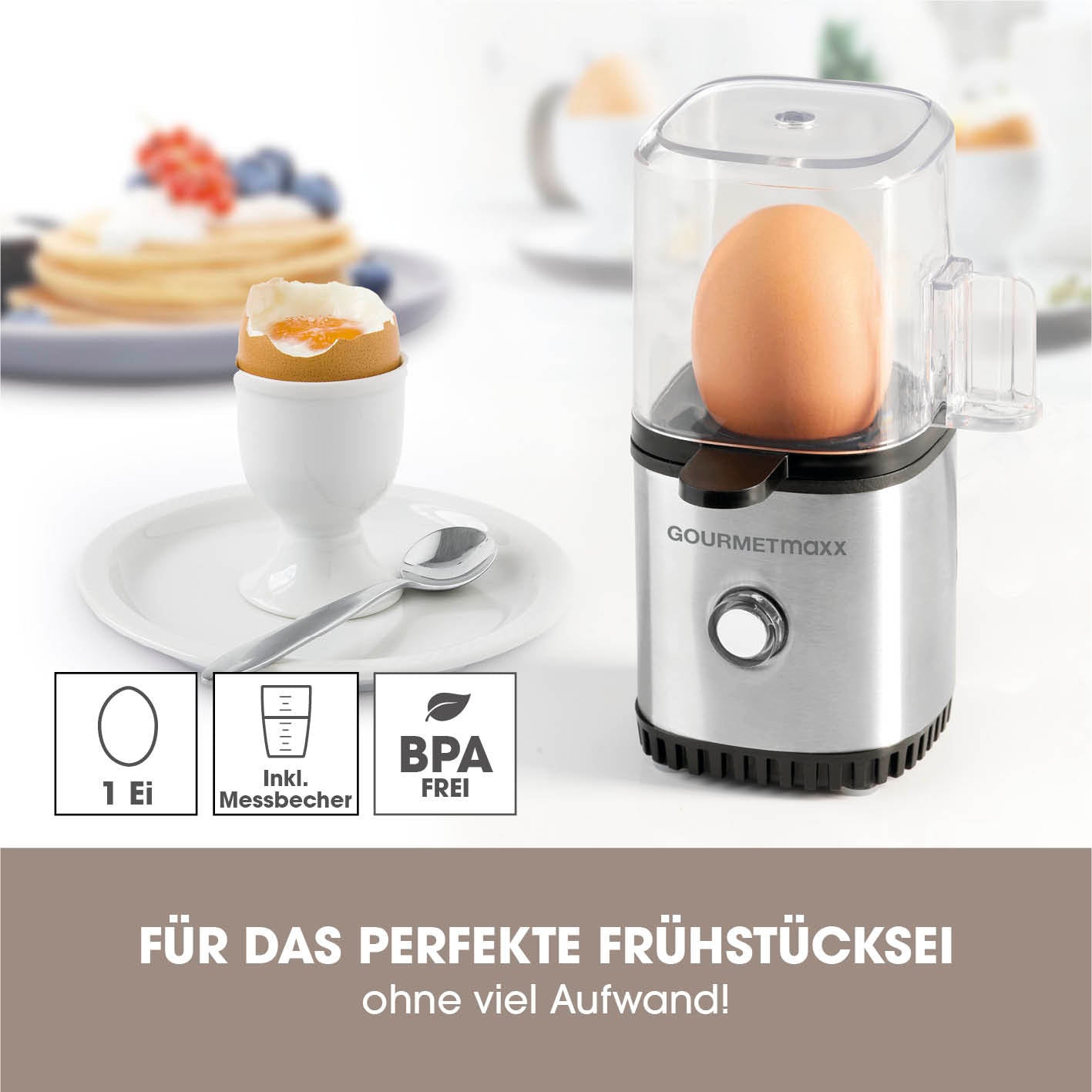 Eierkocher für 1 Ei - Edelstahl/schwarz